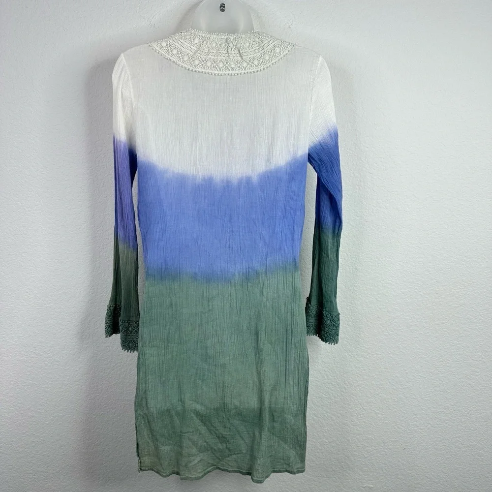 Florabella Dress Womens M Ombre‎ Gauzy Lace Trim Cover Up Beach Vacation Boho